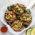 Buffalo Chicken Stuffed Sweet Potatoes