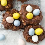 Three Cadbury Egg no-bake cookies