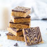 Stack of peanut butter chocolate rice krispies
