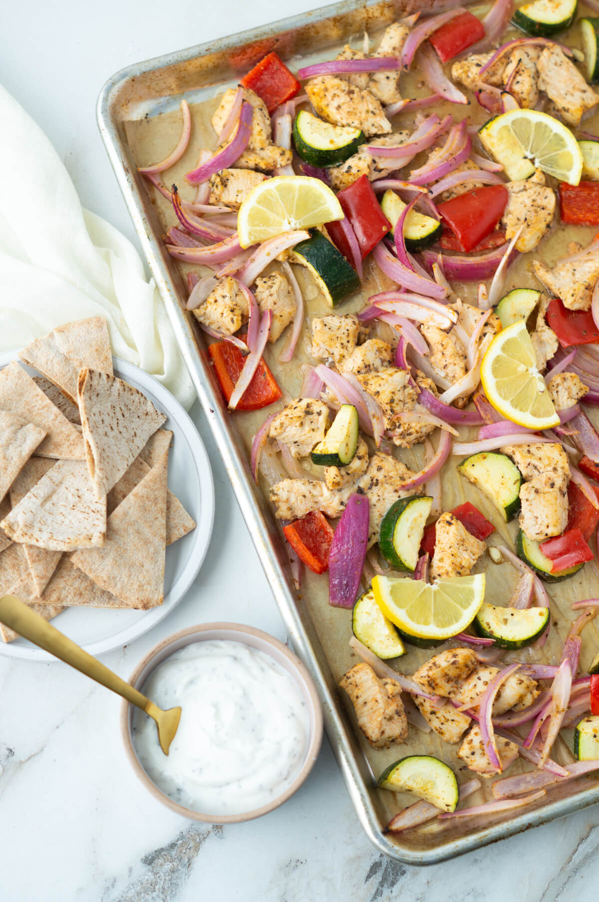 Greek Chicken Sheet Pan Dinner With Veggies | Begin With Balance