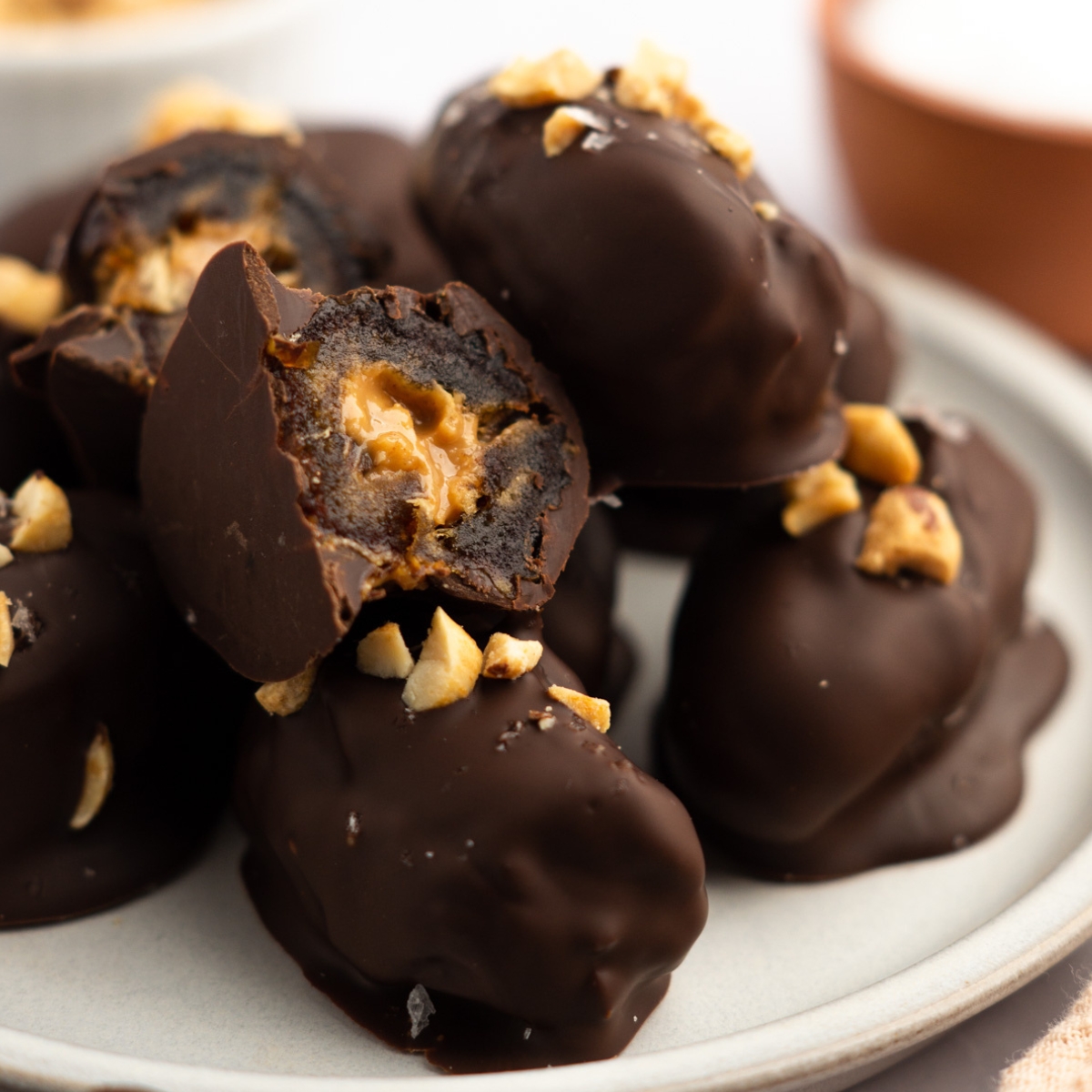 Easy Chocolate Covered Date Snickers Begin With Balance