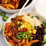 Two vegetarian fajita bowls.