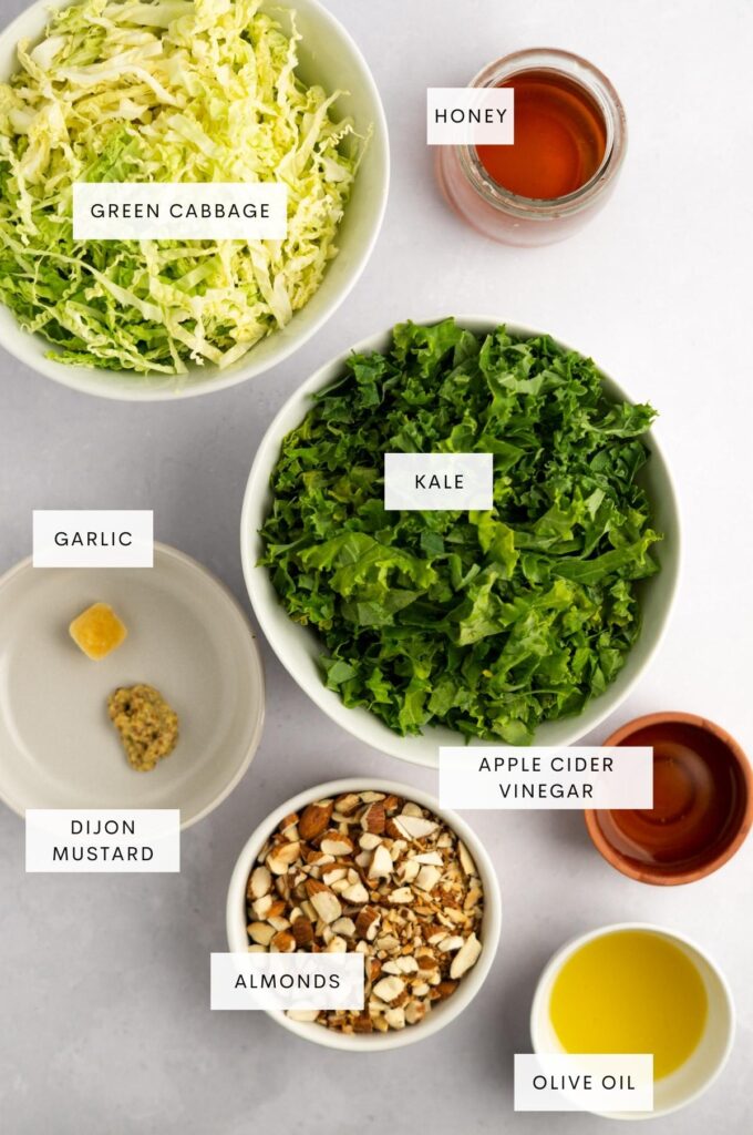 Ingredients needed for Chick Fil A Kale Crunch Salad.