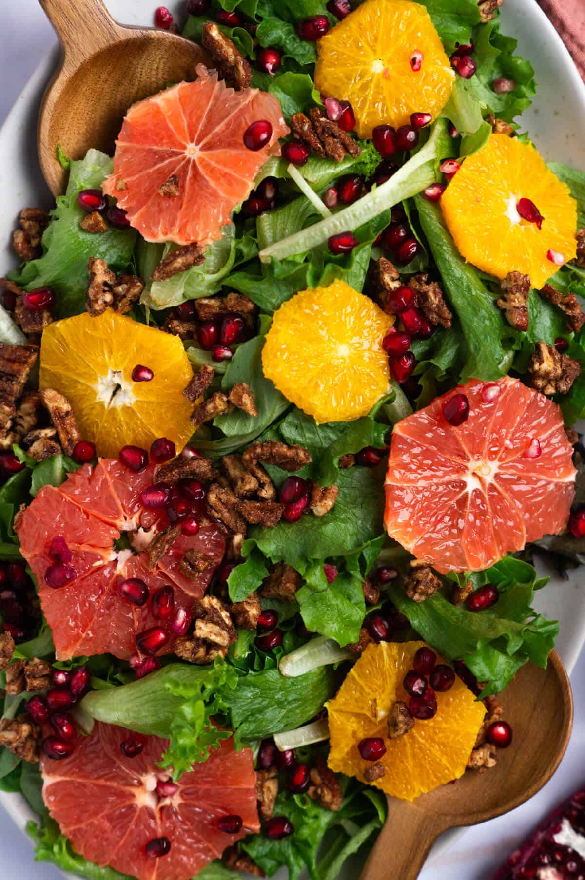 Closeup shot of pomegranate winter salad.