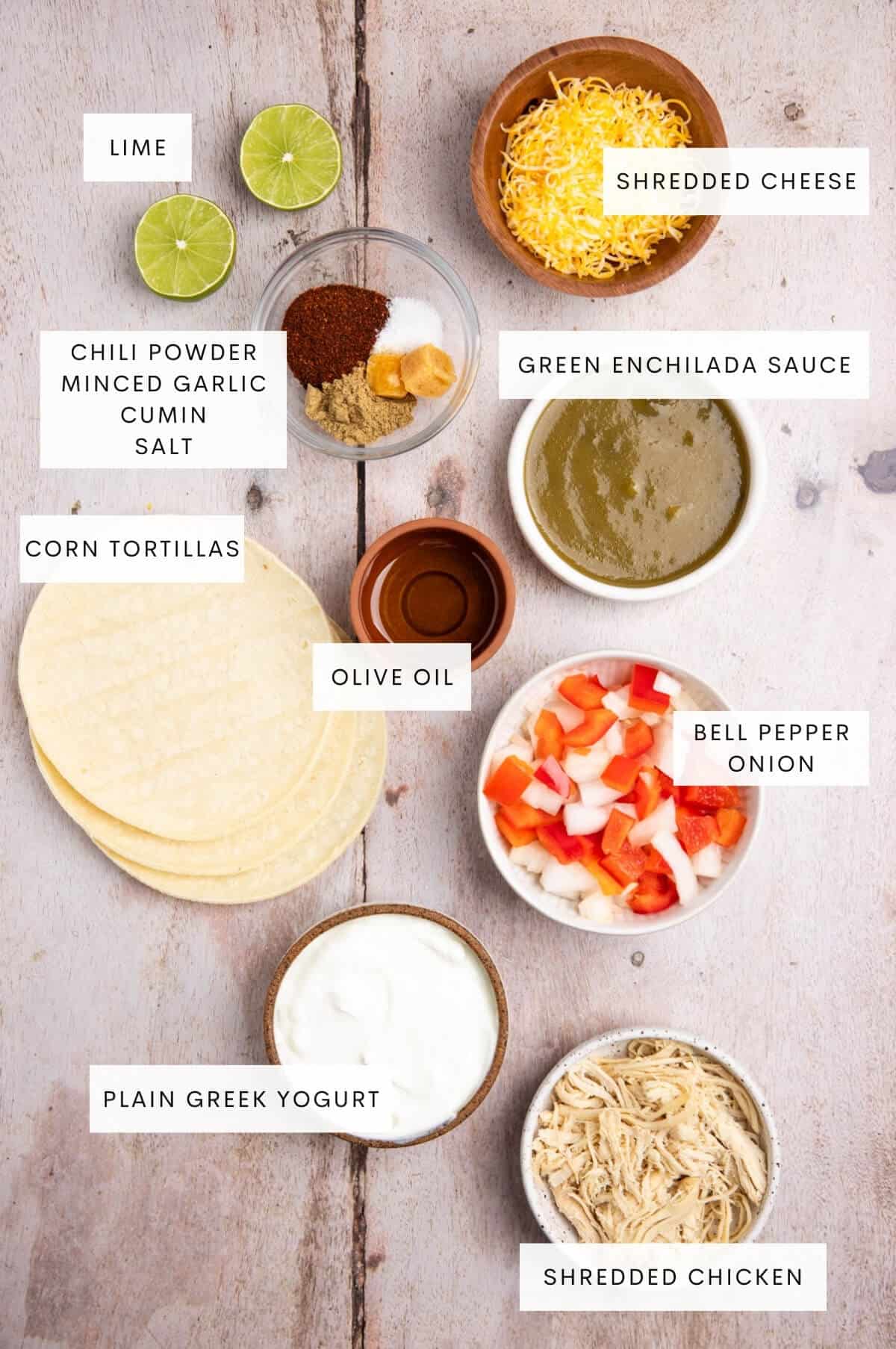 Ingredients needed for lazy enchiladas.