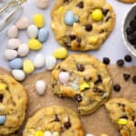 Overhead shot of Cadbury Cookies with Cadbury Eggs.