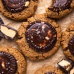 An overhead shot of PB cup cookies.