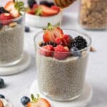 Cup of protein chia pudding with berries.