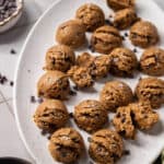 Tray of cookie dough protein bites.