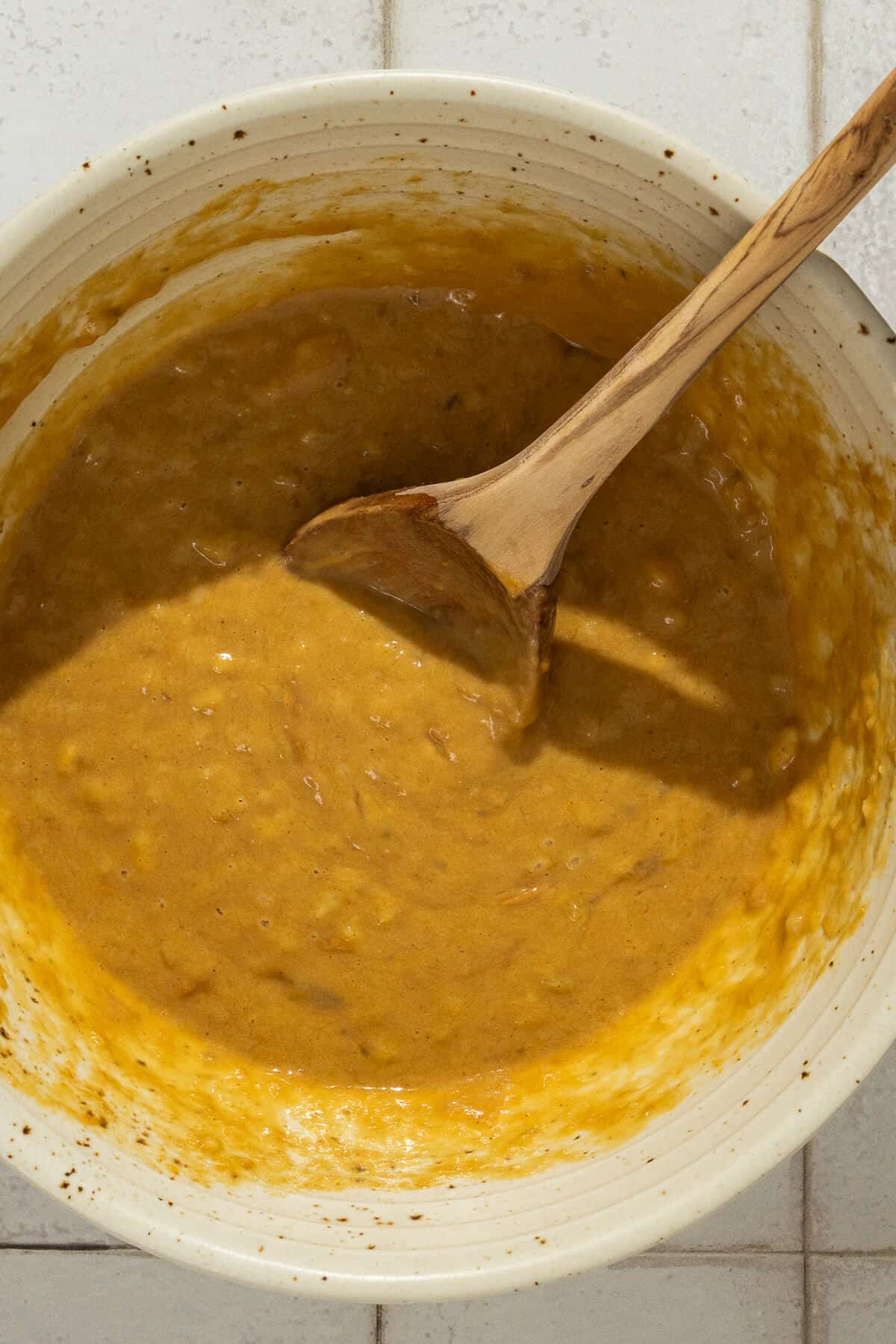 Combined wet ingredients.