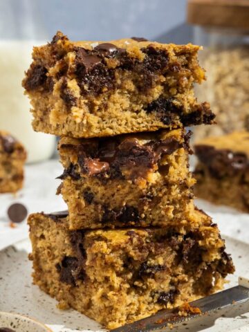 Featured image for peanut butter banana bars.