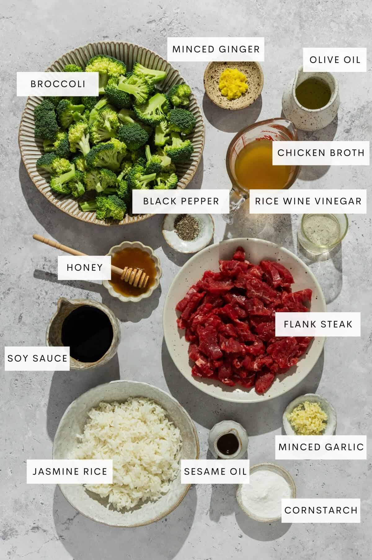 Ingredient shot for beef and broccoli.