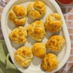 A platter with baked greek yogurt biscuits.