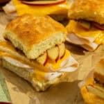 Turkey sliders with cheddar and apple.