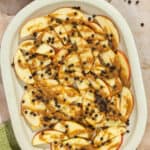 A platter of caramel apple nachos with homemade date caramel.