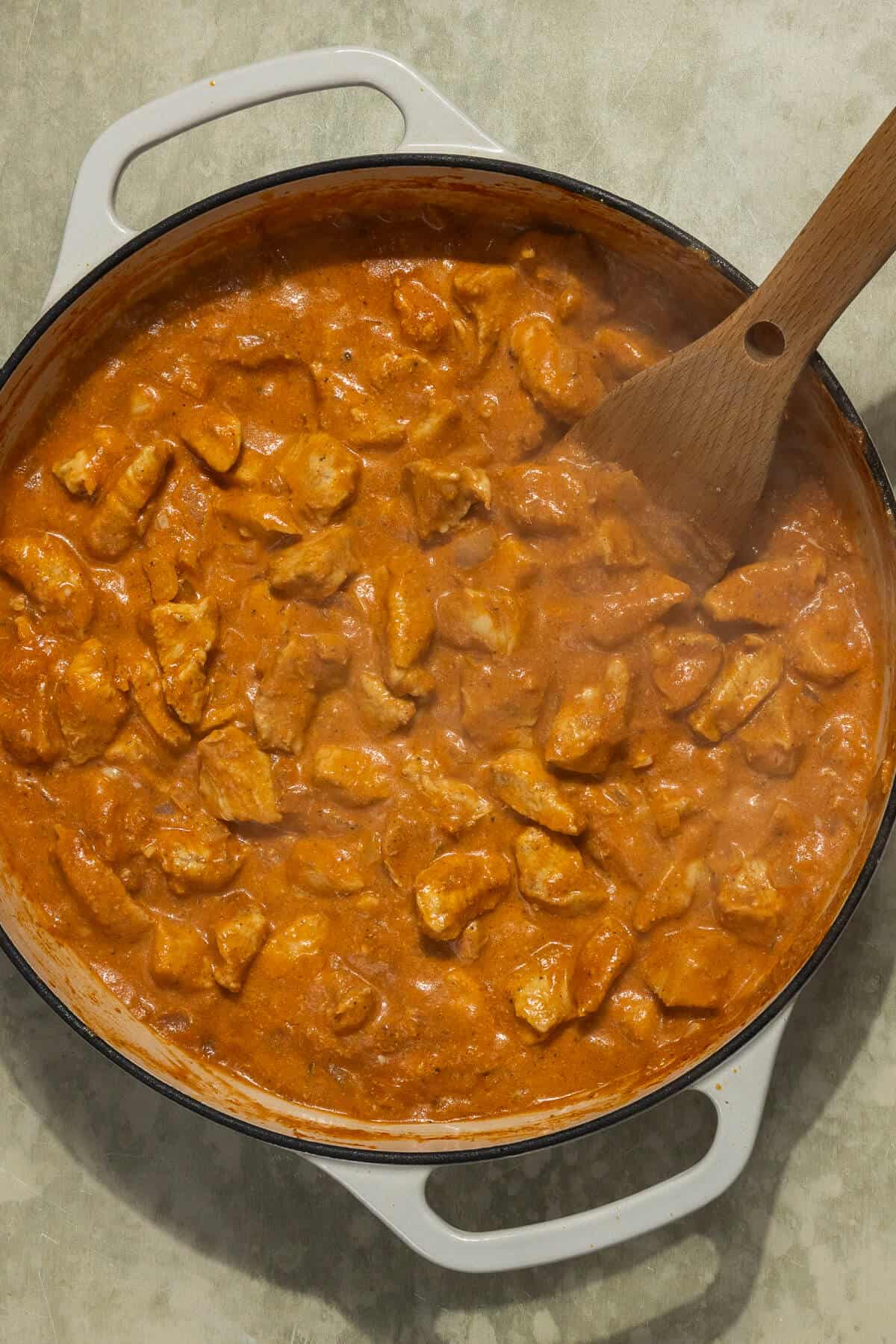 The cream combined with the butter chicken.