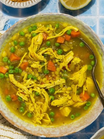 Featured image for chicken couscous soup.
