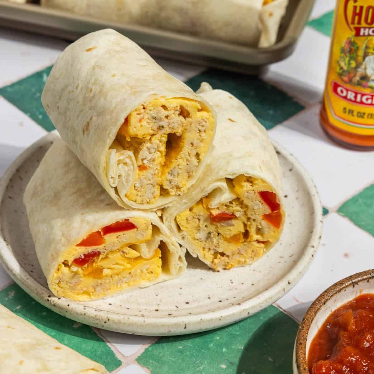 Featured image for sheet pan breakfast burritos.