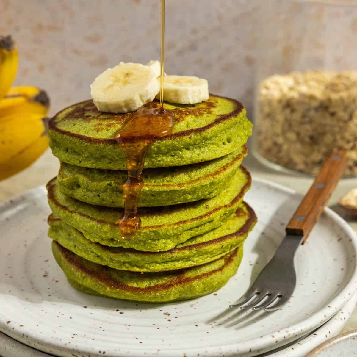 Featured image for banana spinach pancakes.