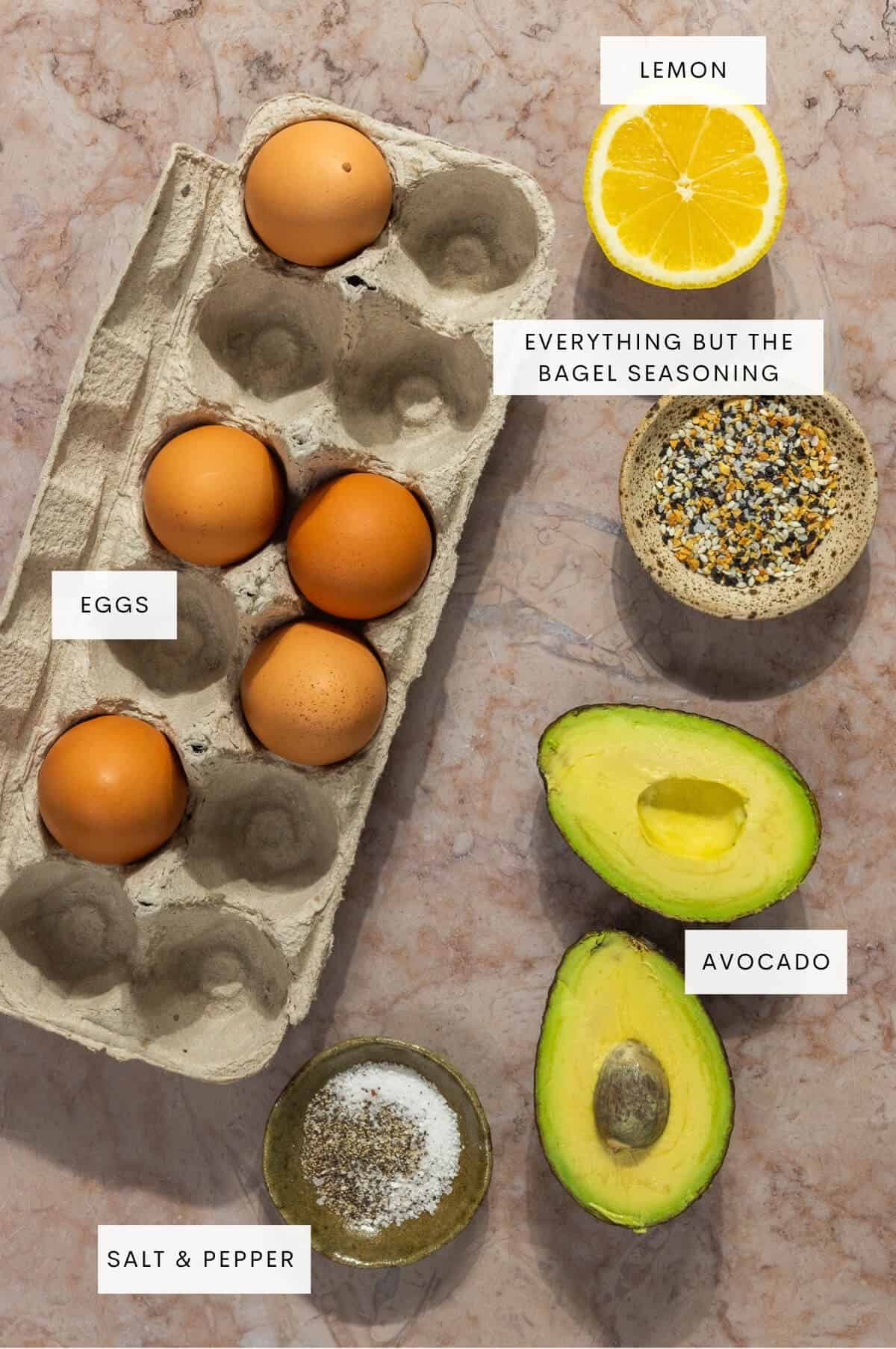 Ingredient shot for avocado egg salad.