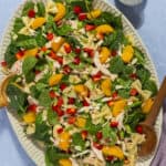 A large platter with the mandarin orange chicken salad ready to serve.