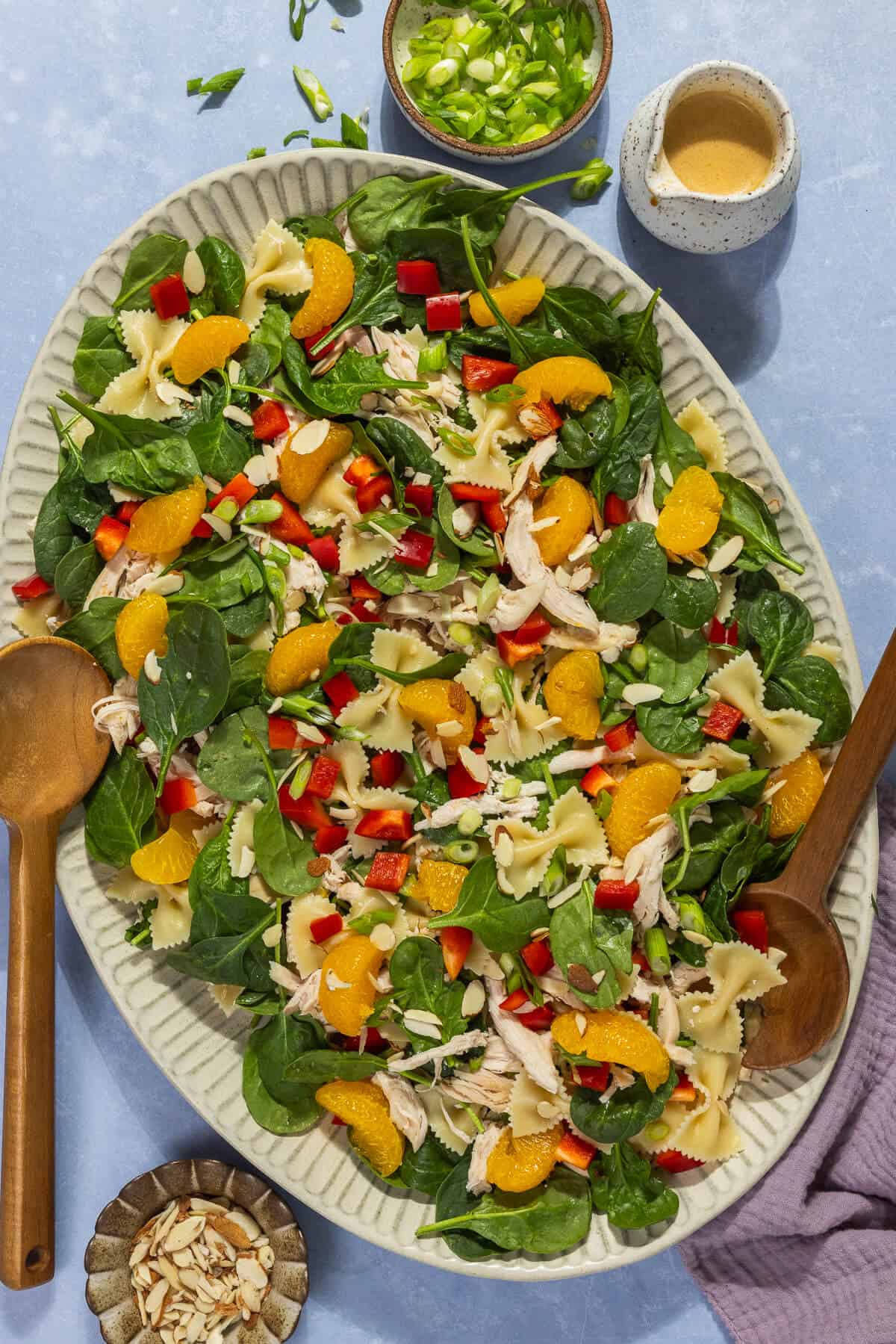 A platter of mandarin orange chicken salad.