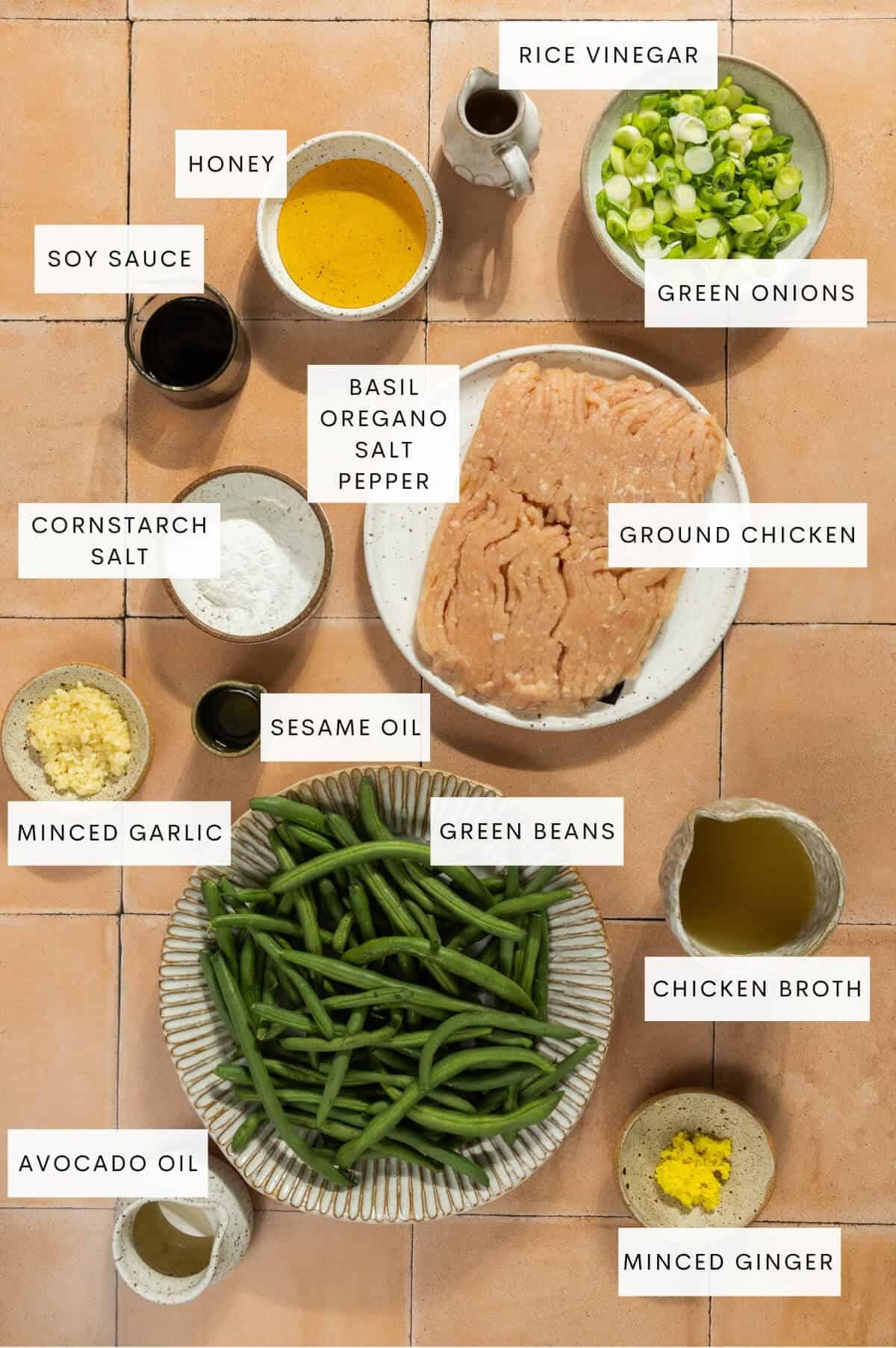 Ingredient shot for baked chicken meatballs.