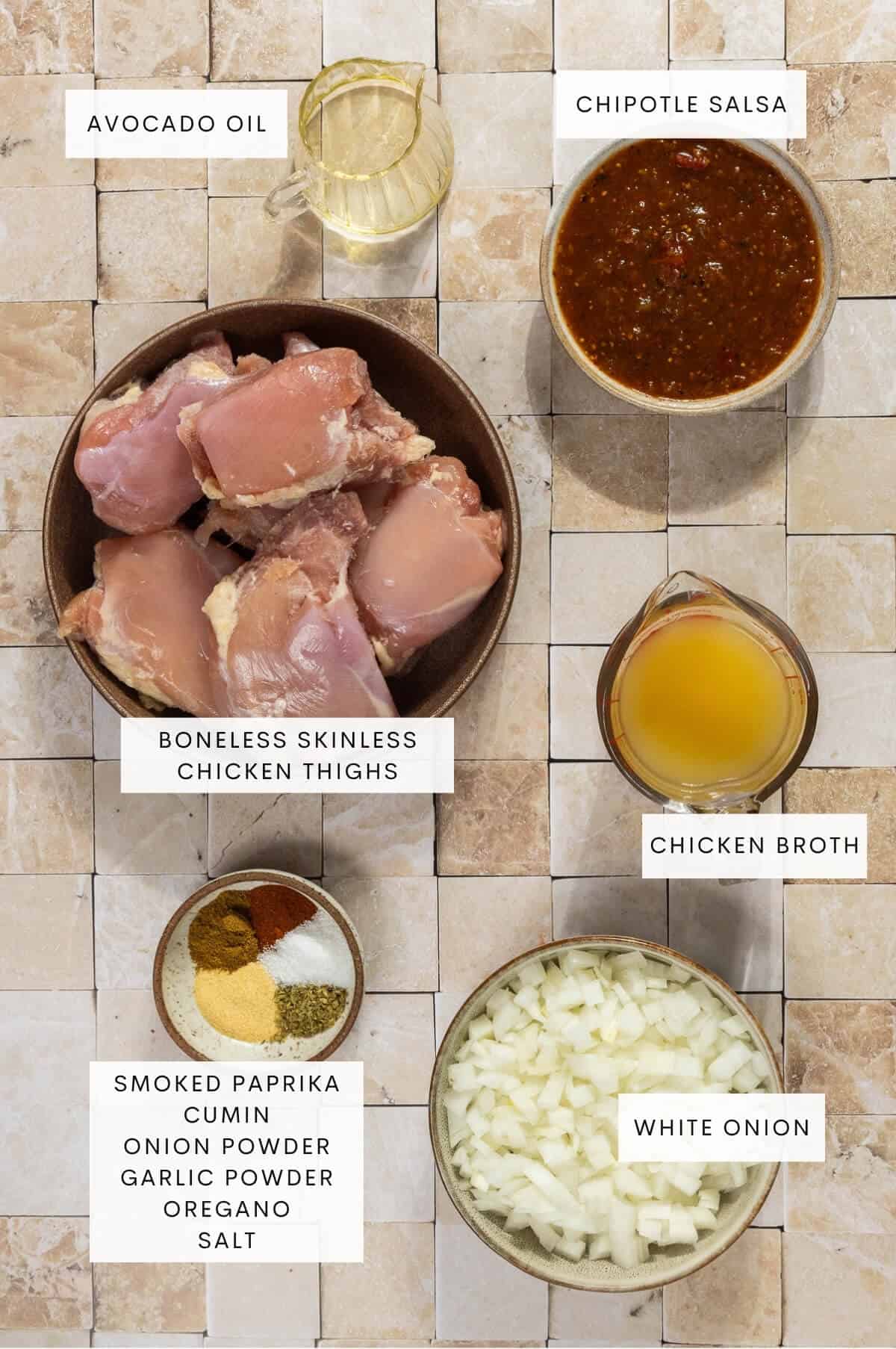 Ingredient shot for dutch oven chicken thighs.