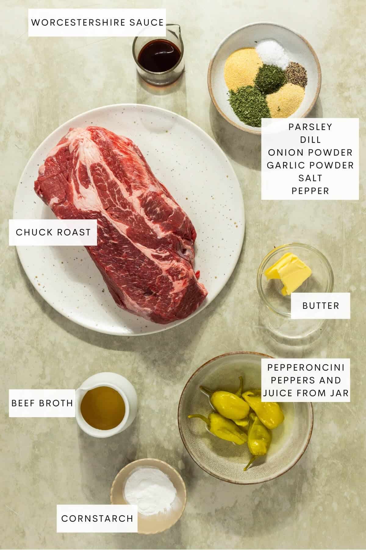 Ingredient shot for Mississippi pot roast.