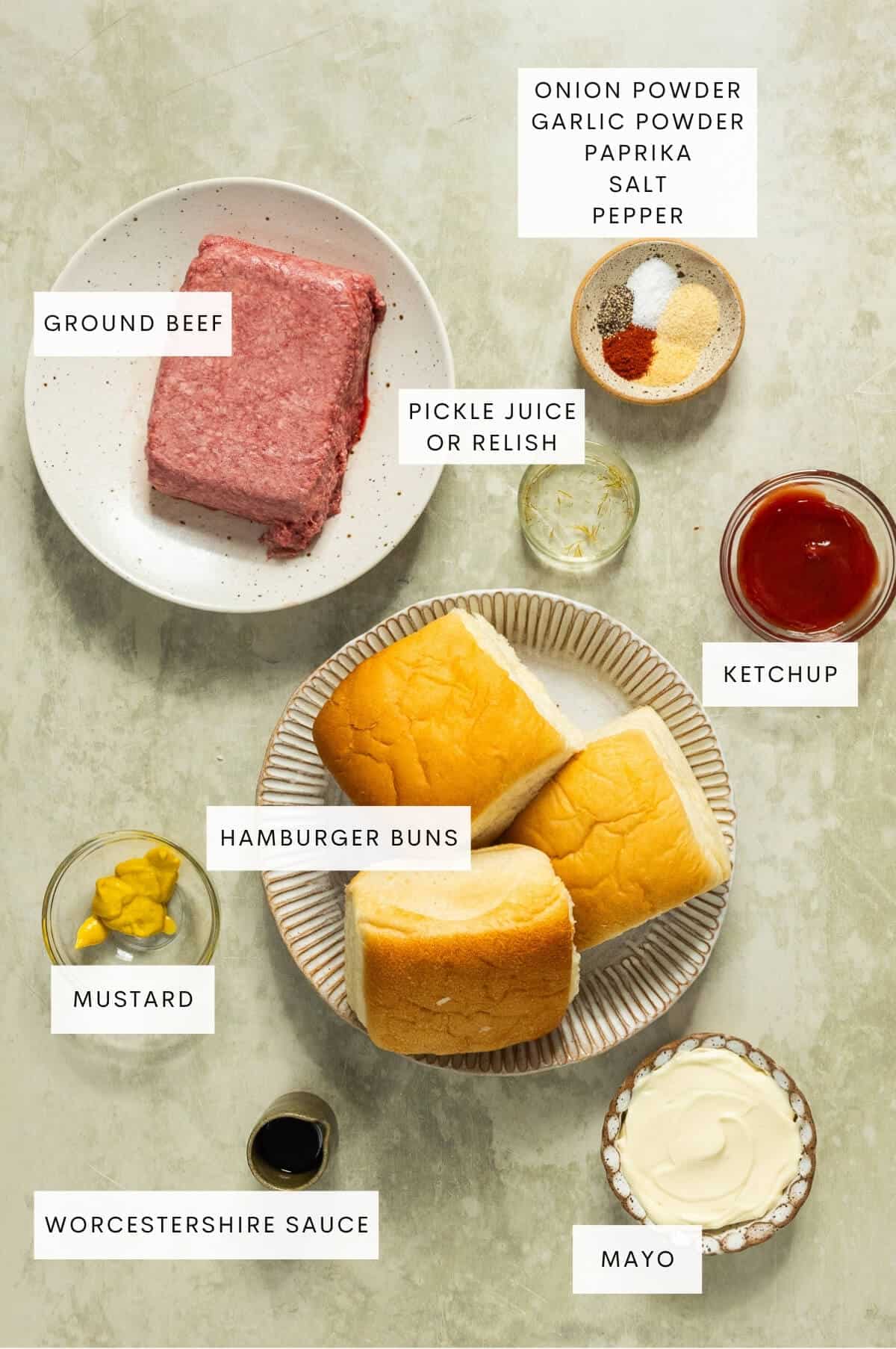 Ingredient shot for homemade smash burgers.