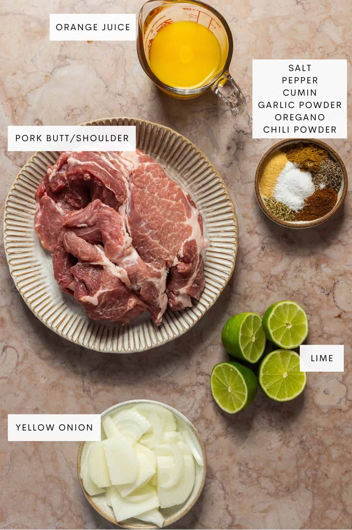 Ingredient shot for slow cooker carnitas.