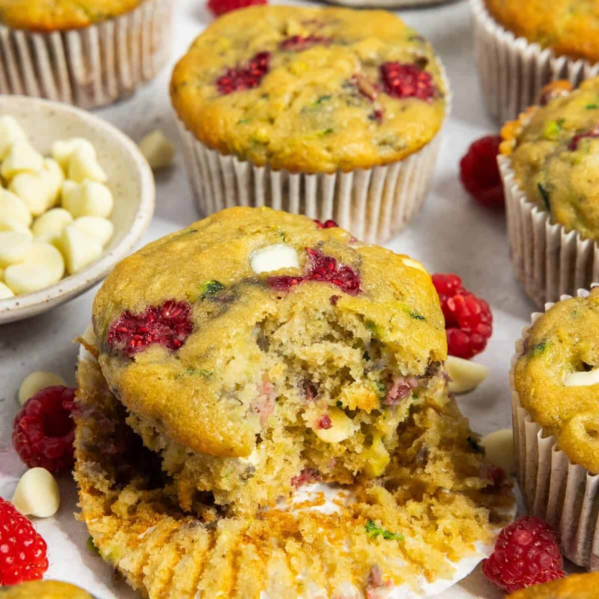 White Chocolate Raspberry Muffins With Zucchini | Begin With Balance