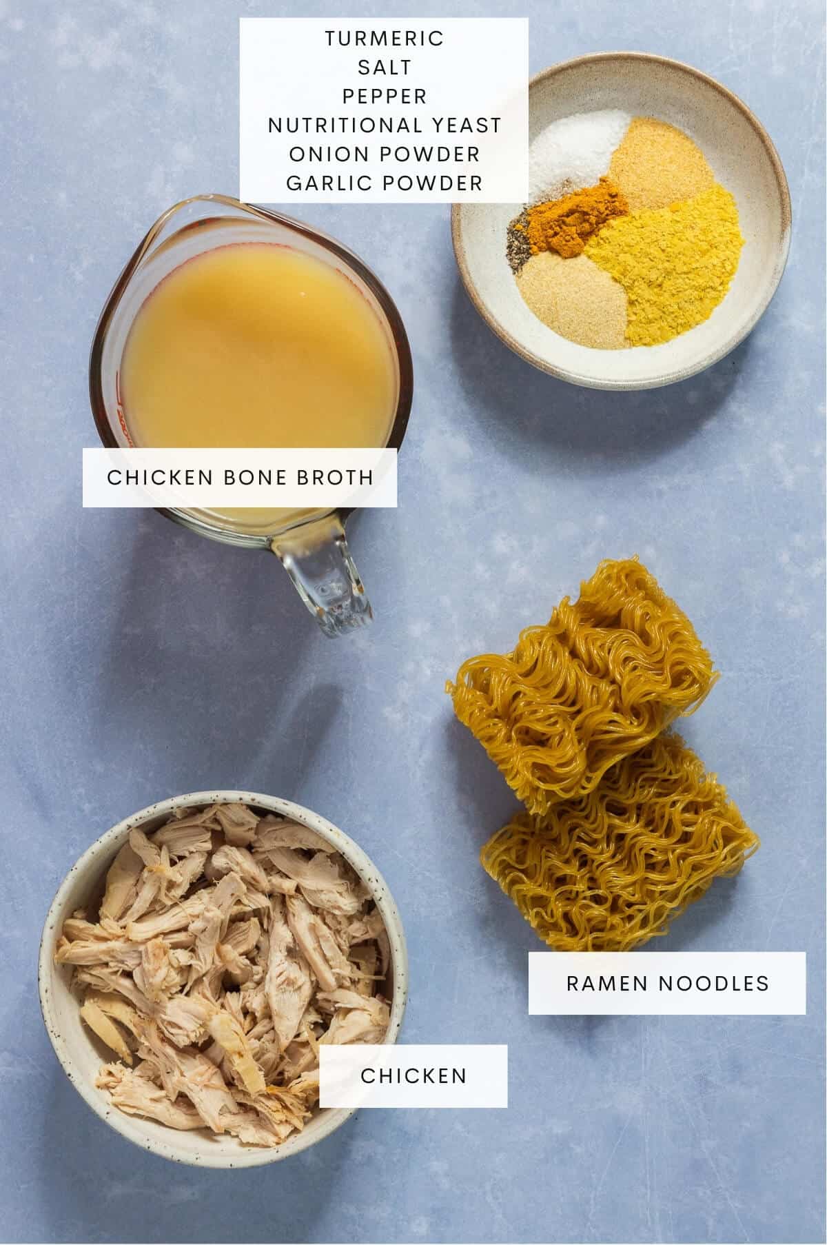 Homemade ramen ingredients.
