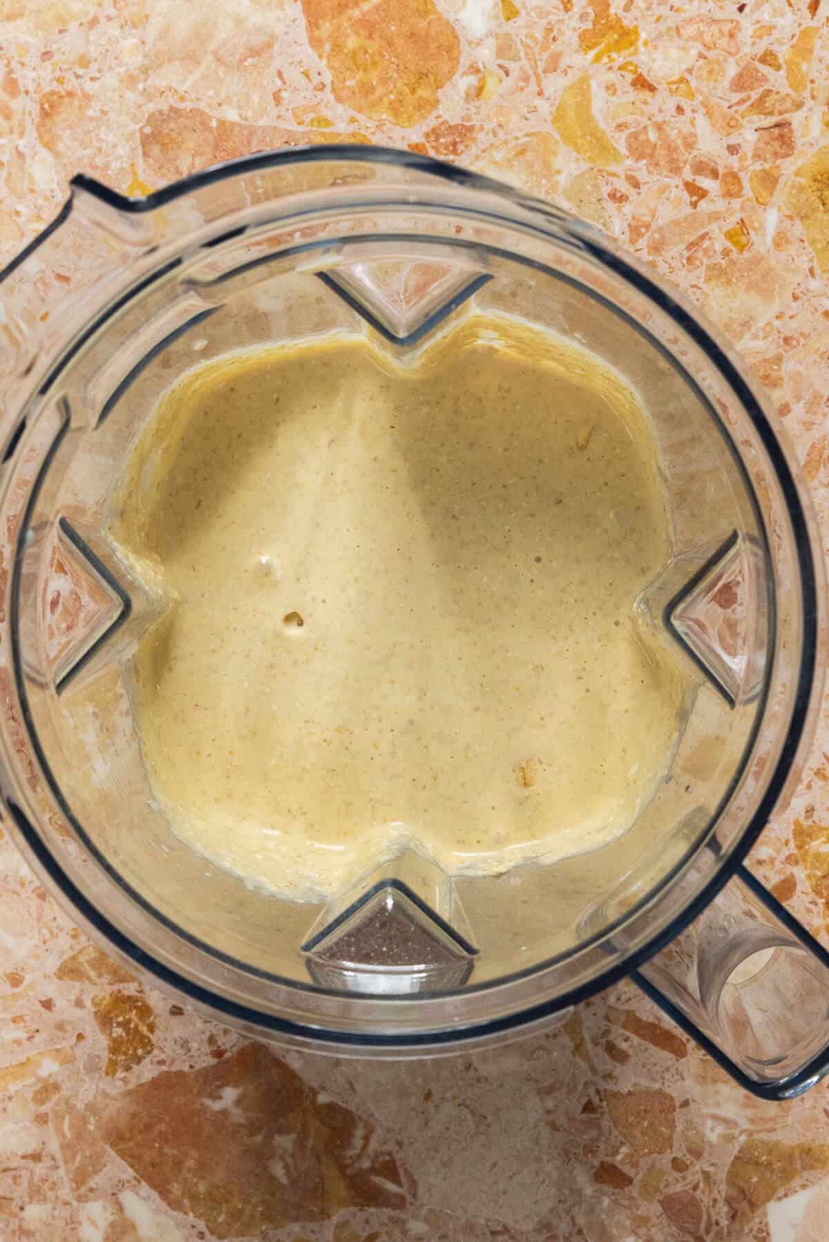 Photo of blended waffle mixture.