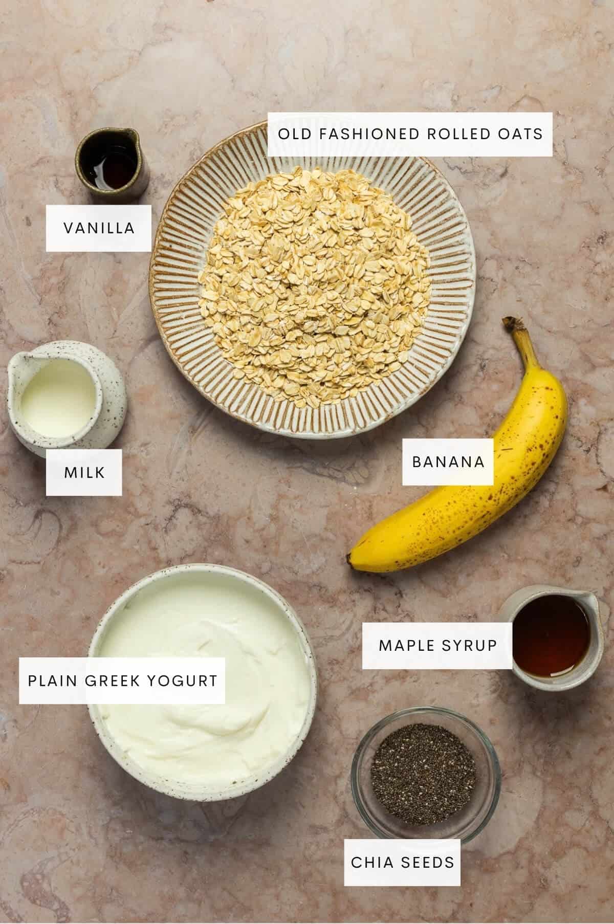 Ingredient shot for banana overnight oats.