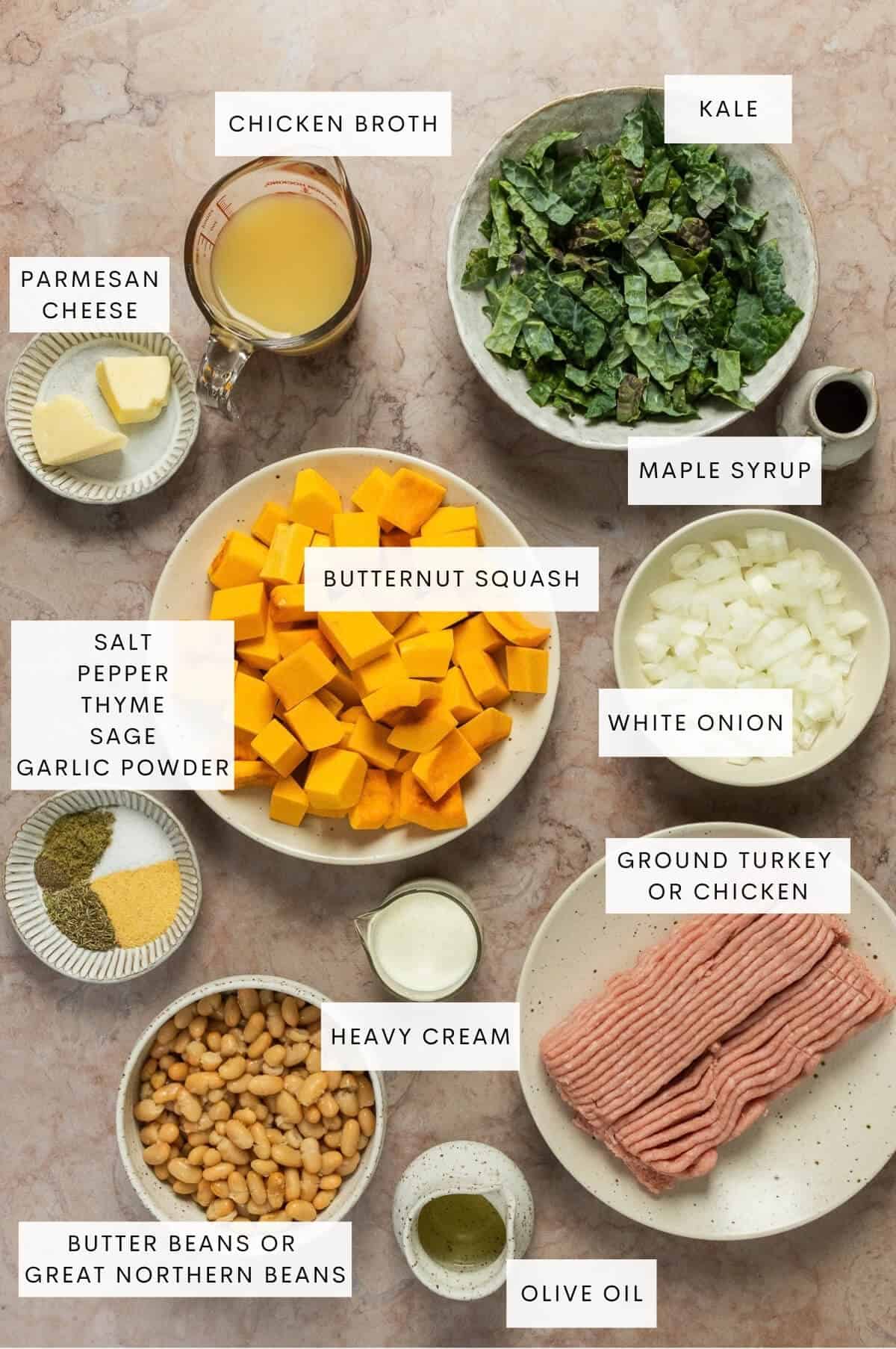 Ingredient shot for butternut squash skillet.