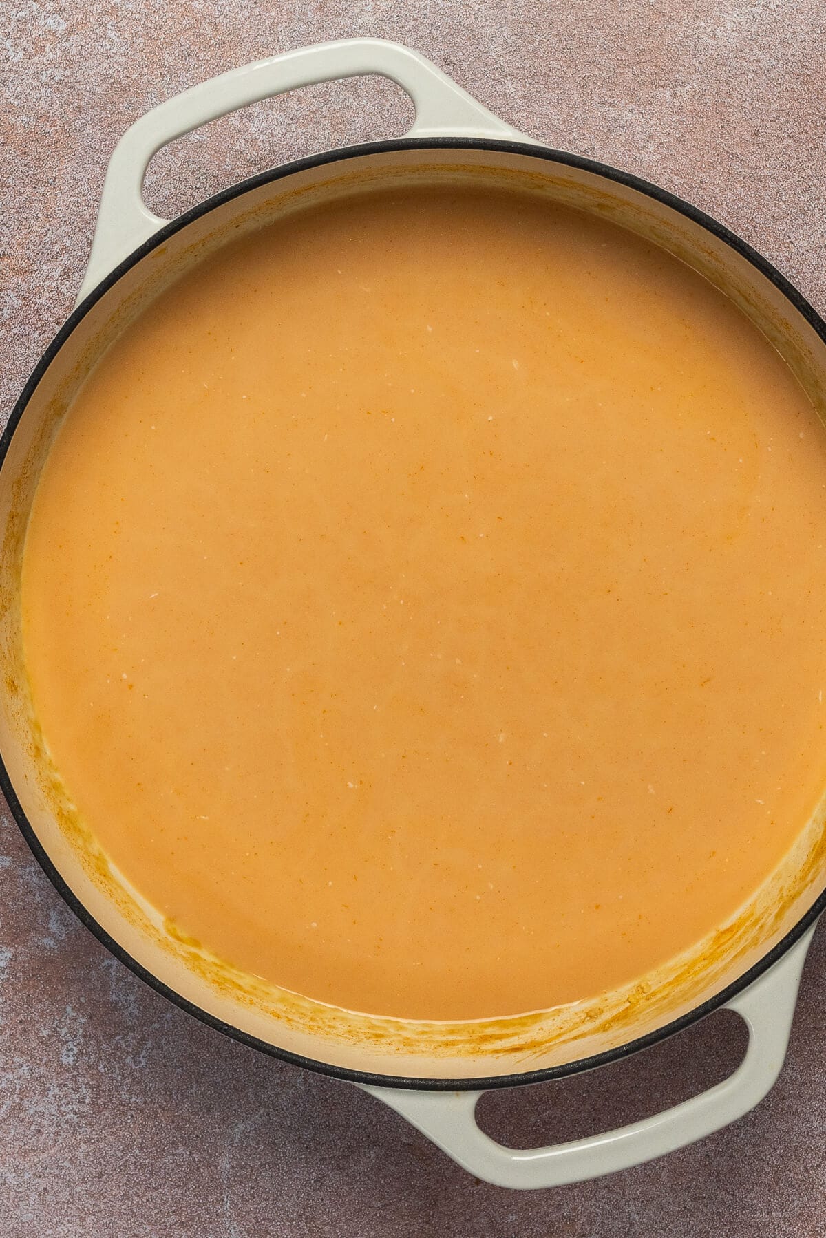 A skillet with the curry broth.